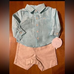 NWT Edgehill Collection Linen Sea Foam Button
Down & Linen Khaki Shorts
Set-NB